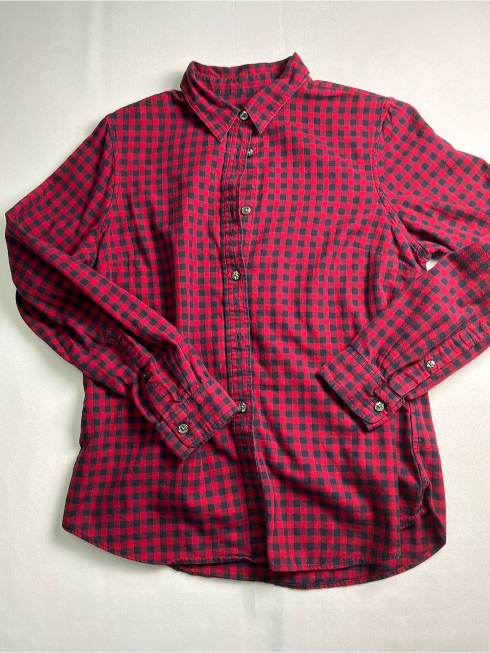 L.L. Bean XS Red and Black Buffalo Plaid Organic Cotton Flannel Shirt
